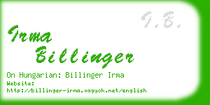 irma billinger business card